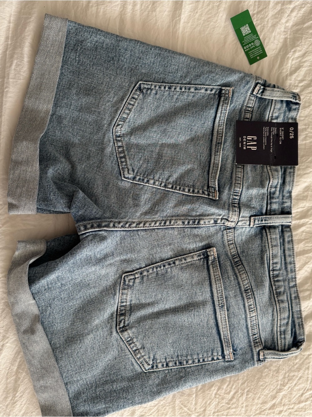 GAP Women's Light Wash Rolled-Hem Distressed Denim Shorts - Picture 8 of 11